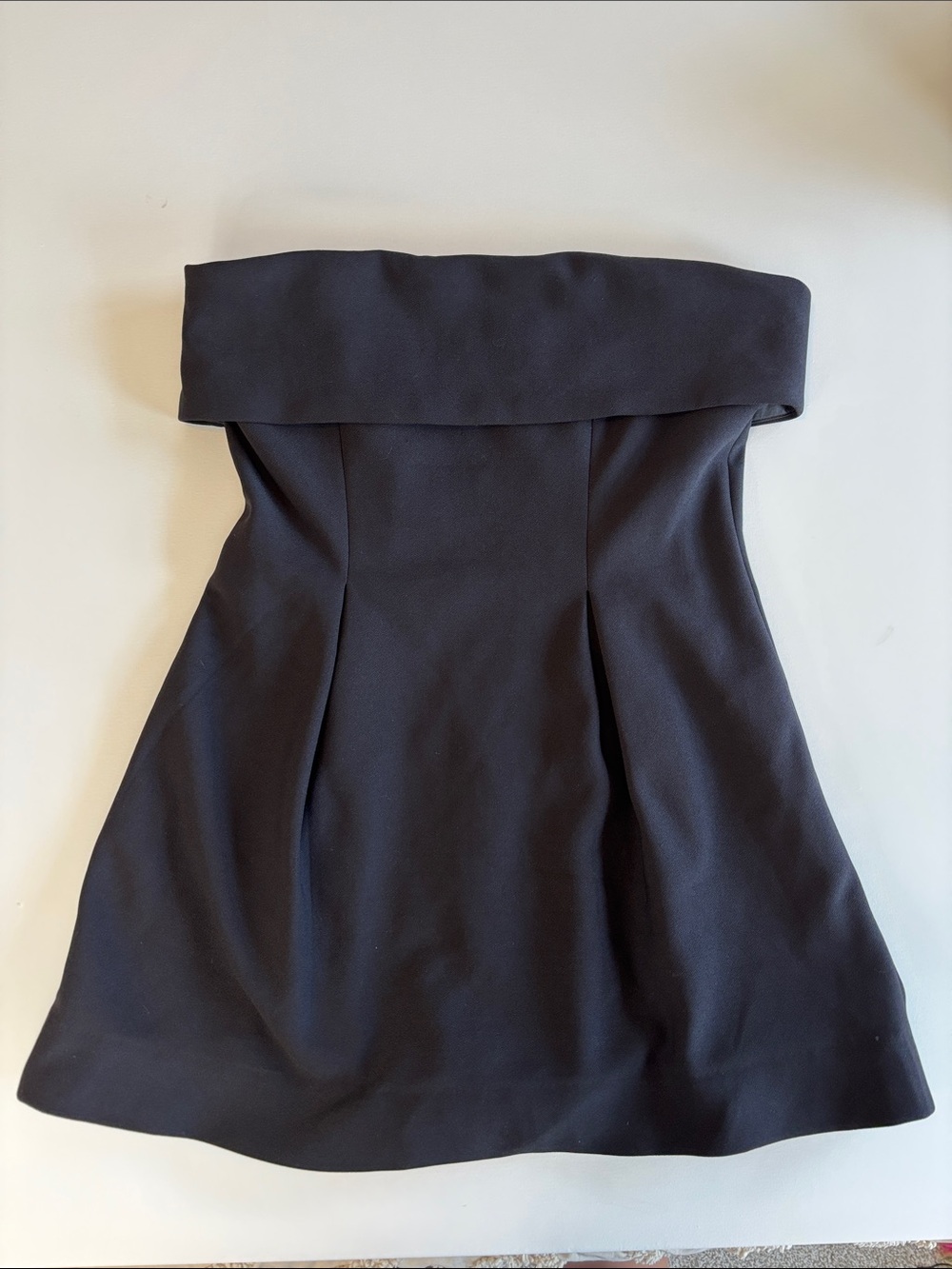 naked wardrobe Strapless Black Fold-Over Bodice Dress